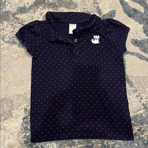 Gymboree Navy Polo with Red Dots and Cat